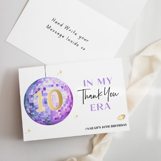 In My Double Digit Era Purple Disco 10 Birthday Thank You Card