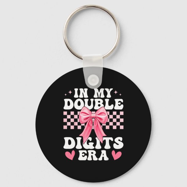 In My Double Digits Era 10th Birthday Coquette Bow Key Ring (Front)
