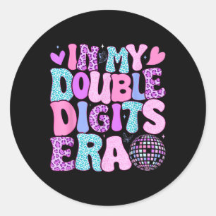 In My Double Digits Era Retro 10 Year Old 10th Bir Classic Round Sticker