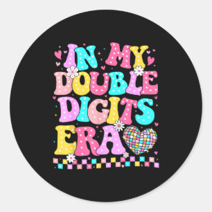 In My Double Digits Era Retro 10 Year Old 10th Bir Classic Round Sticker
