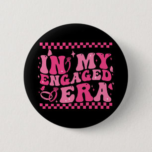 In My Engaged Era Groovy Bride Bachelorette Party 6 Cm Round Badge