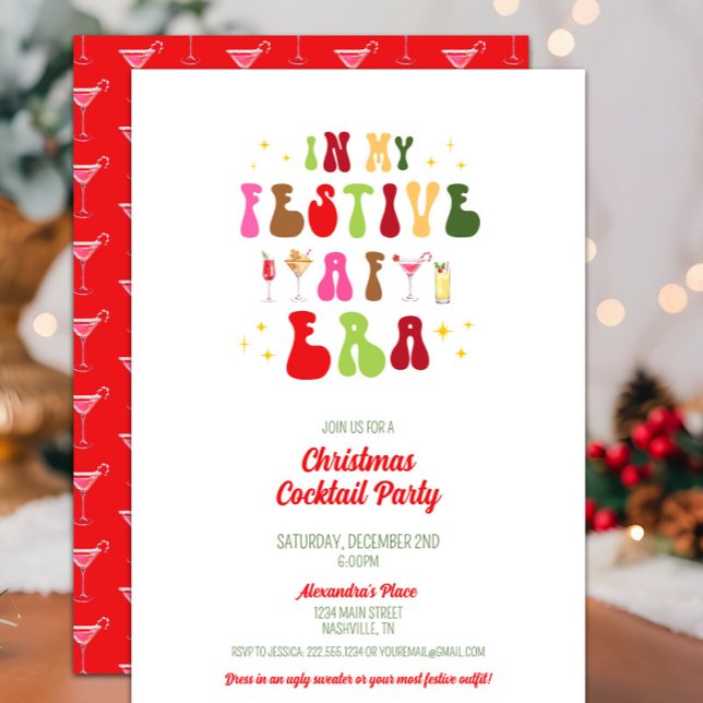 In My Festive AF Era Christmas Cocktail Party Invitation (In My Festive AF Era Christmas Cocktail Party Invitation, Holiday Invite, Trendy Modern Sassy)