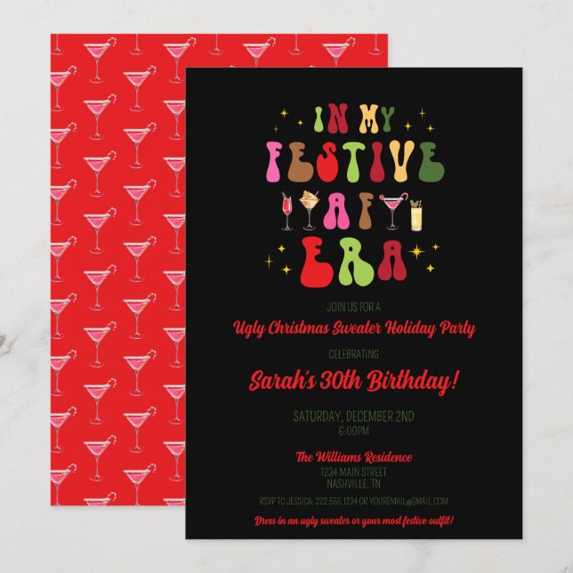 In My Festive AF Era Sassy Christmas 30th Birthday Invitation (Front/Back)