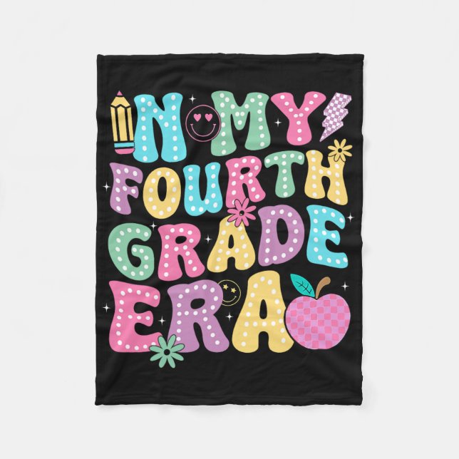 In My Fourth Grade Era 4th Grade Teacher Kid Back  Fleece Blanket (Front)