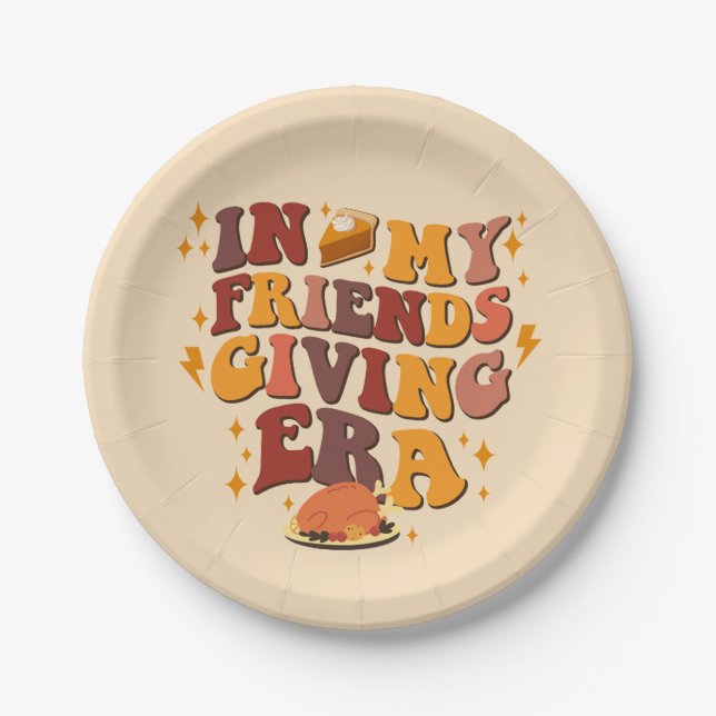 In My Friendsgiving Era Retro Paper Plate (Front)