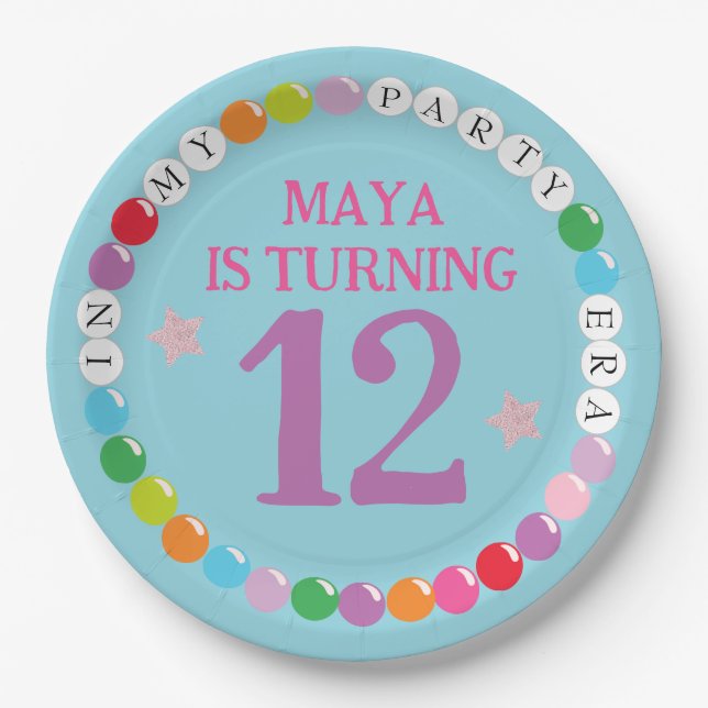 In My Friendship Bracelet Era Birthday Party Paper Plate (Front)