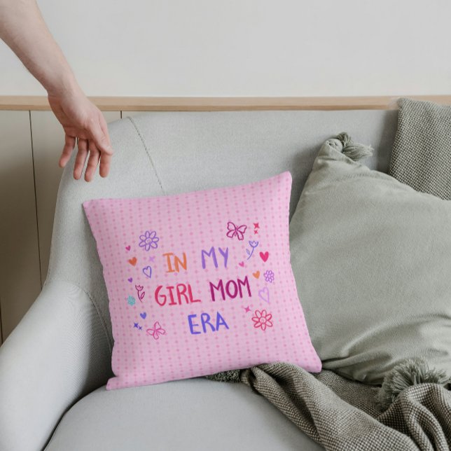  in my girl mom era CRAYON baby pink cushion (Creator Uploaded)