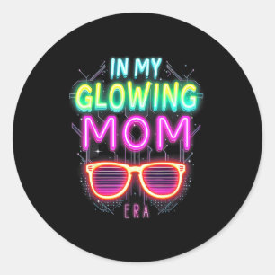 In My Glowing Mom Era Groovy Colorful Bright  Classic Round Sticker