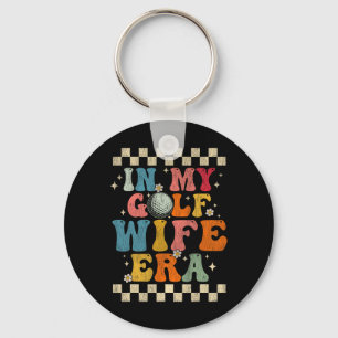In My Golf Wife Era Retro Groovy Gift Golf Wife Key Ring