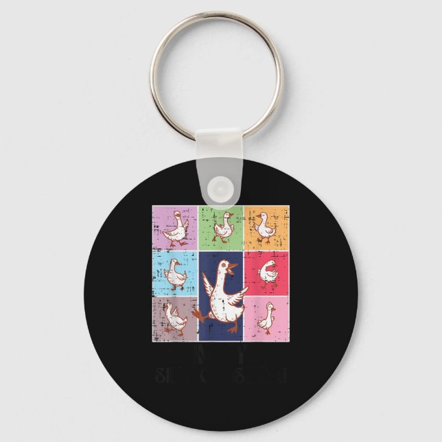 In My Goose Silly Era Retro Meme Honk Animal Women Key Ring (Front)