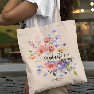 In My Graduate Era   Floral Monogram  Tote Bag