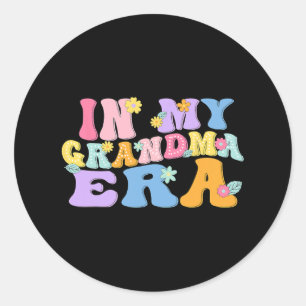 In My Grandma Era Funny Grandma Groovy Retro Mothe Classic Round Sticker