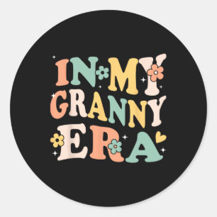In My Granny Era Funny Sarcastic Groovy Retro Moth Classic Round Sticker