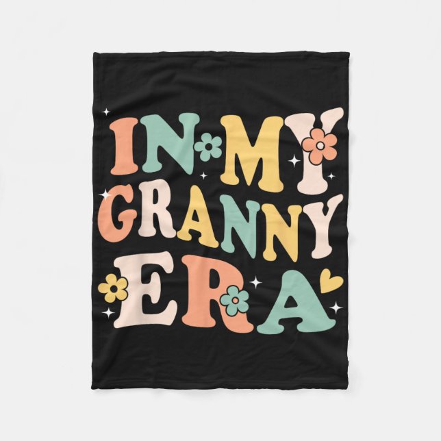 In My Granny Era Funny Sarcastic Groovy Retro Moth Fleece Blanket (Front)