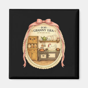 In My Granny Era Vintage Cottagecore Chicken Hen F Magnet