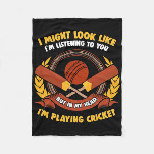 In My Head I'm Playing Cricket Fleece Blanket