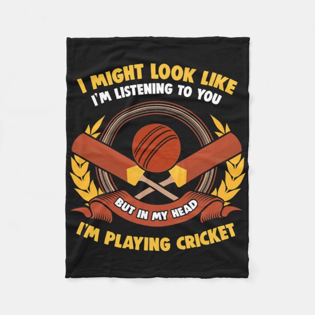 In My Head I'm Playing Cricket  Fleece Blanket (Front)
