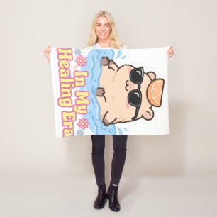 In My Healing Era Funny Capybara Fleece Blanket