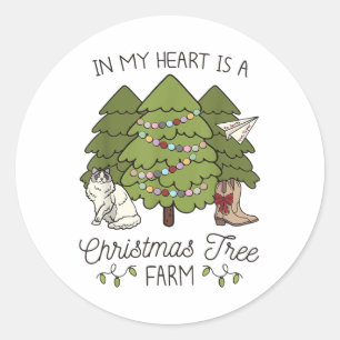 In My Heart Is A Christmas Tree Vintage Christmas Classic Round Sticker