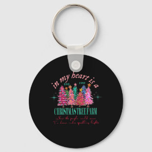 In My Heart Is A Christmas Xmas Tree Farm Vintage Key Ring