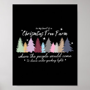 In My Heart Is A Christmas Xmas Tree Farm Vintage Poster