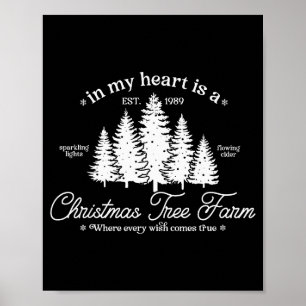 In My Heart Is A Christmas Xmas Tree Farm Vintage Poster