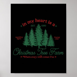 In My Heart Is A Christmas Xmas Tree Farm Vintage Poster