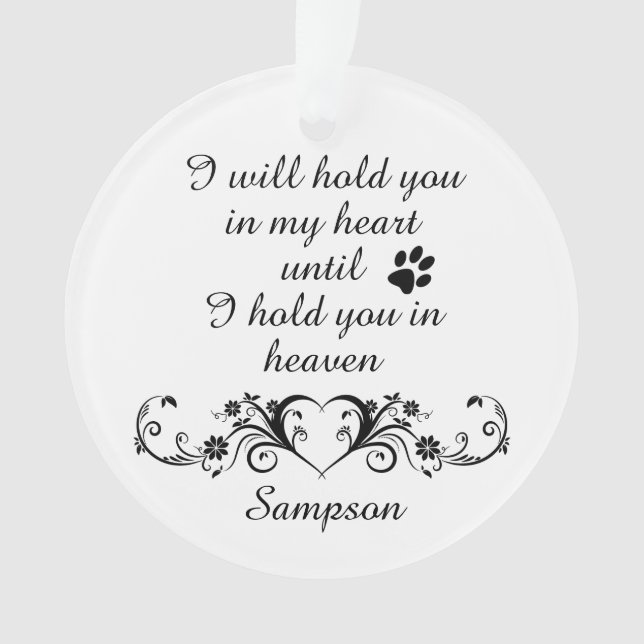 In My Heart Pet Remembrance Personalised Ornament (Front)
