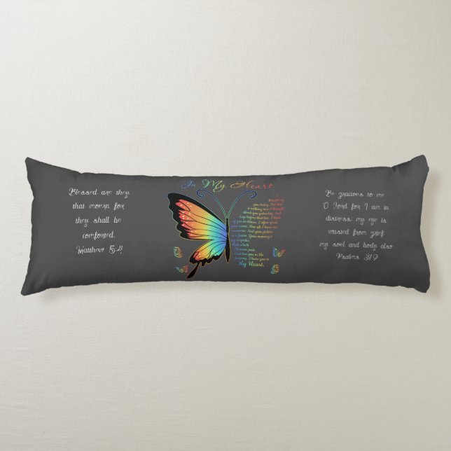 "In my heart" Remembrance body pillow. Body Cushion (Front)
