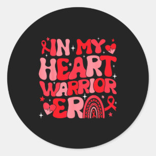 In My Heart Warrior Era Red Ribbon Heart Disease A Classic Round Sticker