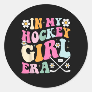In My Hockey Girl Era Vintage Game Day Groovy Hock Classic Round Sticker