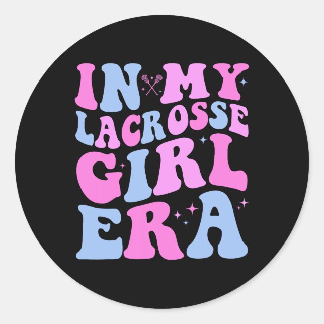 In My Lacrosse Girl Era Groovy Retro Funny 3  Classic Round Sticker (Front)