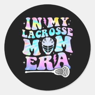 In My Lacrosse Mum Era Retro Groovy Sports Women M Classic Round Sticker