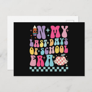 In My Last Days of School Era Teacher Life Groovy Postcard
