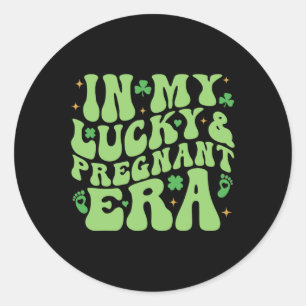 In My Lucky And Pregnant Era Groovy Shamrock St Pa Classic Round Sticker