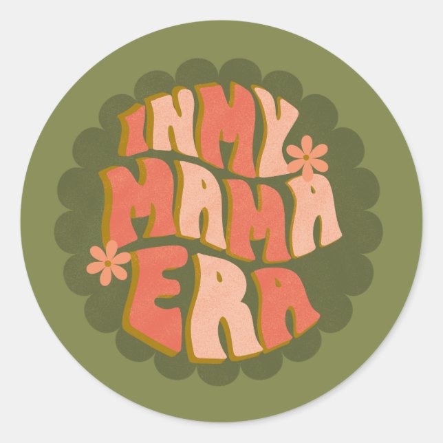 In My Mama Era Retro Green Classic Round Sticker (Front)