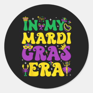 In My Mardi Gras Era Festival Retro Carnival Holid Classic Round Sticker