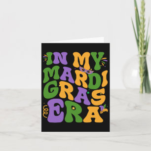 In My Mardi Gras Era Retro Groovy Fleur De Lis Fat Card