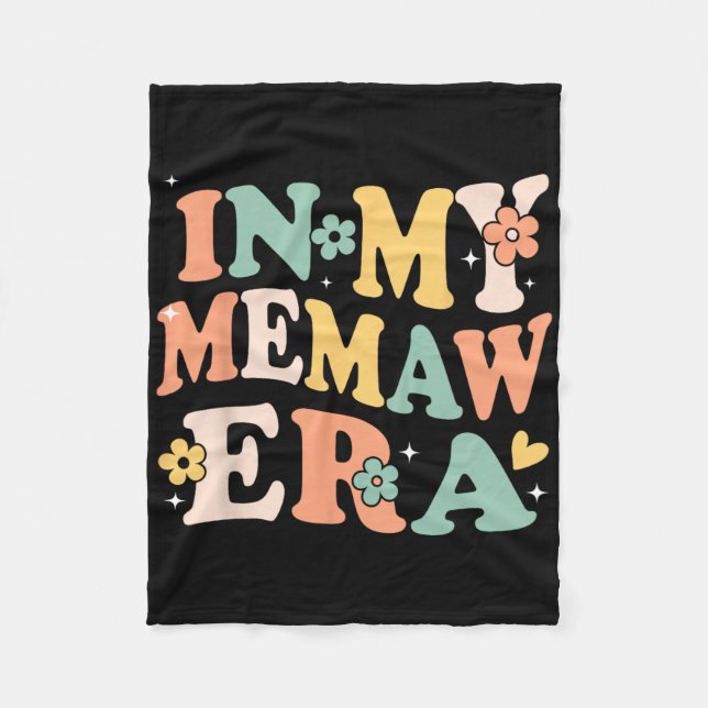 In My Memaw Era Funny Sarcastic Groovy Retro Mothe Fleece Blanket (Front)