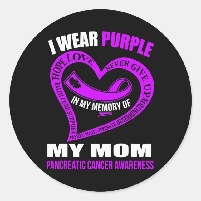 In My Memory Of My Mum Pancreatic Cancer Awareness Classic Round Sticker (Front)