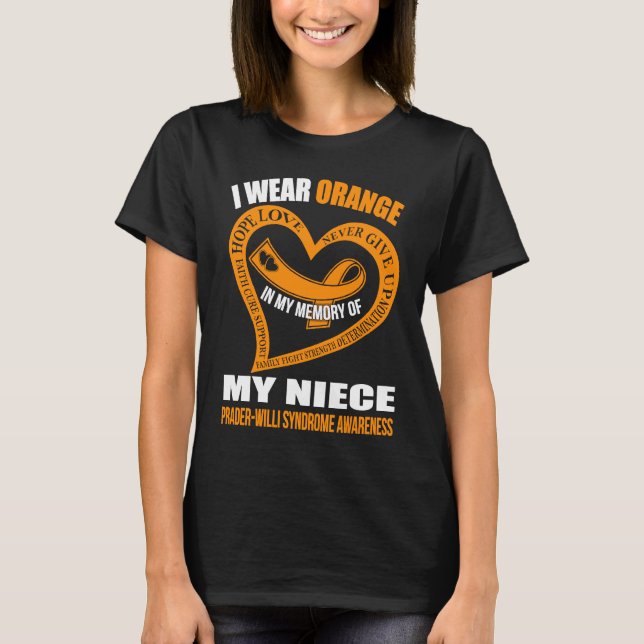 In my memory of my niece PRADER WILLI SYNDROME AWA T-Shirt (Front)