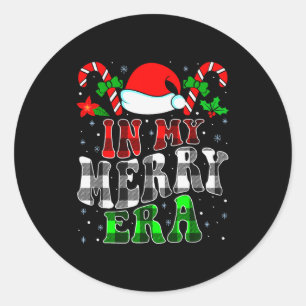 In My Merry Era Family Matching Cute Groovy Merry  Classic Round Sticker