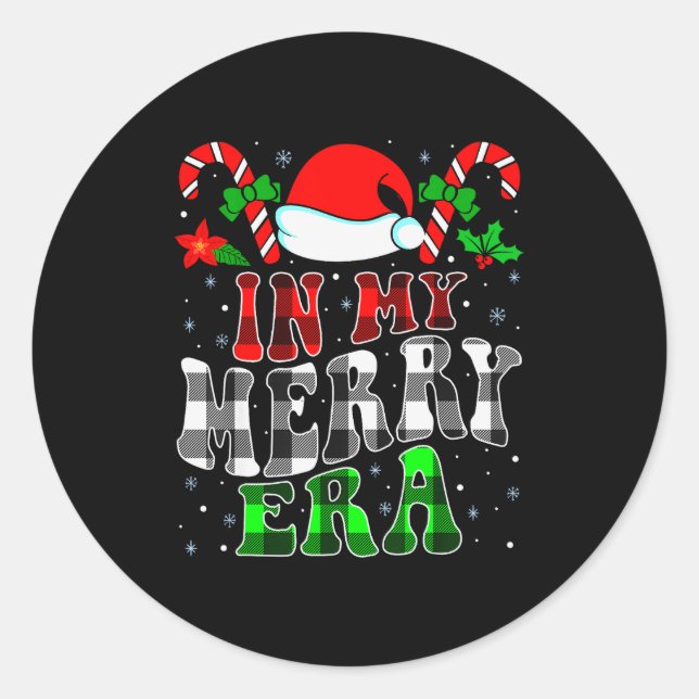 In My Merry Era Family Matching Cute Groovy Merry  Classic Round Sticker (Front)