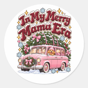 In My Merry Mama Era Christmas Pink Car Custom  Classic Round Sticker