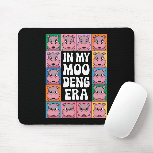 In My Moo Deng Era Moo Deng Hippo Lover Mouse Mat (With Mouse)