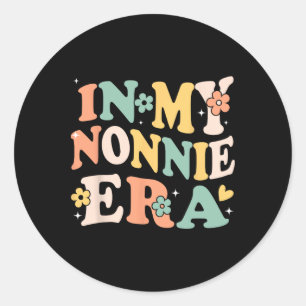 In My Nonnie Era Funny Sarcastic Groovy Retro Moth Classic Round Sticker