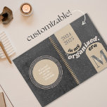 In My Organised Era Custom Funny Planner Black<br><div class="desc">Create your own funny & motivational planner! Customise the template with your own year, initial & name, and quote on the back. With a neutral black boho chic colour scheme, soft distressed finish, trendy modern typography, and simple abstract retro arches, you’ll be organised in style! Leave the year as 2024/2025...</div>