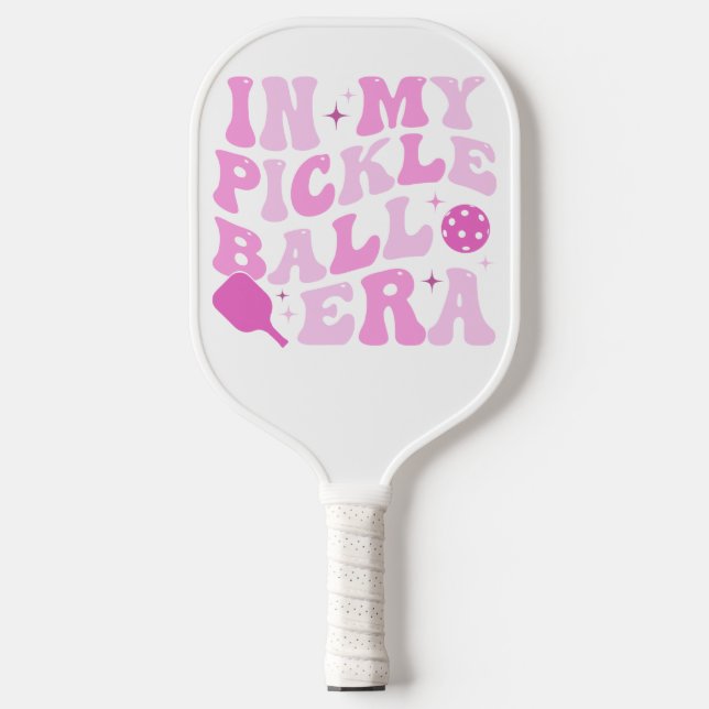 In My Pickleball Era | Pink Groovy Lettering Pickleball Paddle (Front)