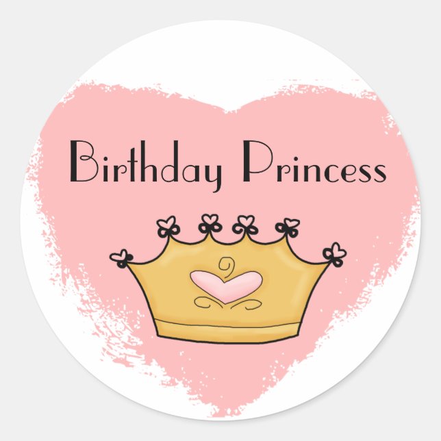 In My Pink Heart Princess Happy Birthday Sticker (Front)