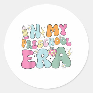 In My Preschool Era Cute Groovy Back To School Tea Classic Round Sticker